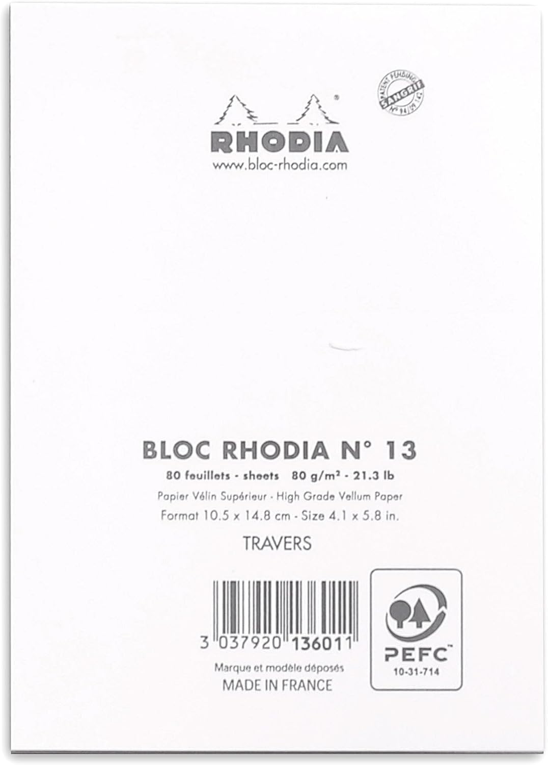 Rhodia 80 Sheet Graph Notepads, 4 by 6", Black