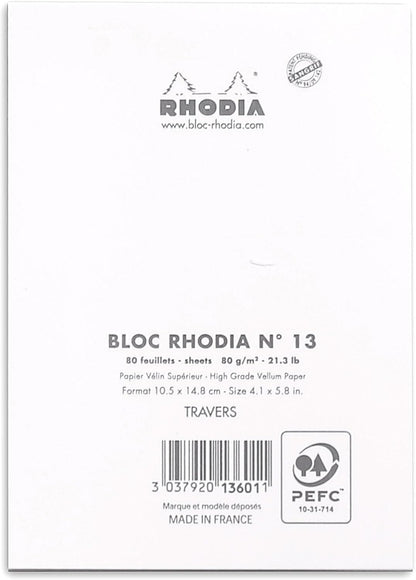 Rhodia 80 Sheet Graph Notepads, 4 by 6", Black