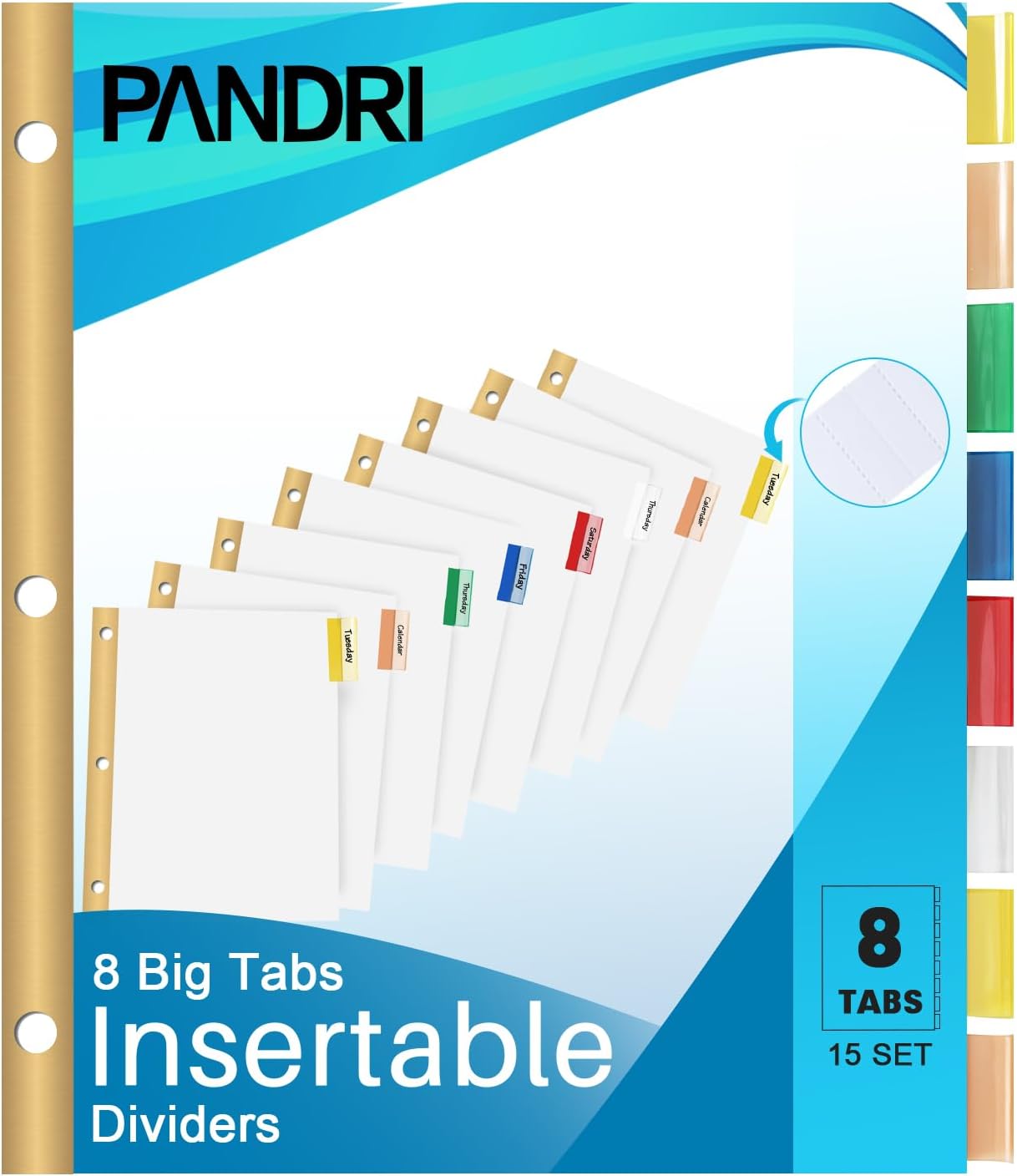 Binder Divider, PANDRI 120 Pack Binder Index White Dividers with 5 Tabs, Letter Size Paper Binder Divider for School Office Home Business