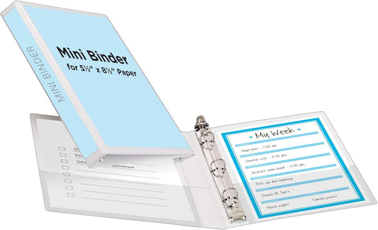 Avery Mini Durable View 3 Ring Binder, Holds 5.5" x 8.5" Paper, 0.5" Round Rings, 100-Sheet Capacity, 0.7 Inch Wide Spine, 1 White Binder, Great for Home, School Supplies, Office, and More (27726)