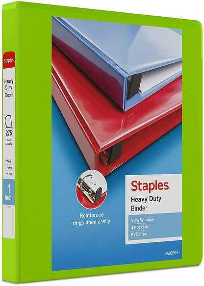 Staples Heavy-Duty 2-Inch D-Ring View Binder, Reinforced Spine, Holds Up to 450 Sheets, Gray, for Office & School