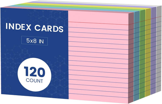 Colored Index Cards 3x5, 300 Count Flashcards for Studying, 6 Bright Colors Note Cards 3x5, 50 Sheets Per Color, Colored Notecards 3x5 Lined, Colorful Index Cards Ruled for School, Office and Home