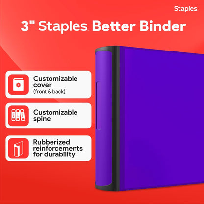 Staples Better Binder 2-Inch D-Ring View Binder, Reinforced Spine, Holds Up to 540 Sheets, Teal, for Office & School