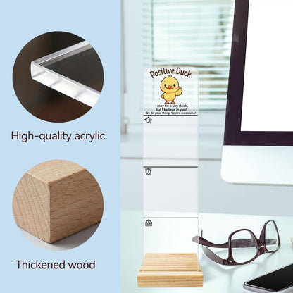Sticky Notes Monitor Memo Board Acrylic Note Holder with Removable Wooden Base, Everything is Fine Logo Desk Set Includes 200 Sheets Two Sizes Sticky Notes, Office Desk Accessories Organizer