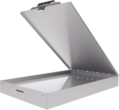 Saunders Cruiser Mate Metal Clipboard with Storage, Dual Tray Aluminum Nursing Folio, Heavy Duty Form Holder for Police & Work, Letter Size Privacy Box with Self-Locking Latch, Silver