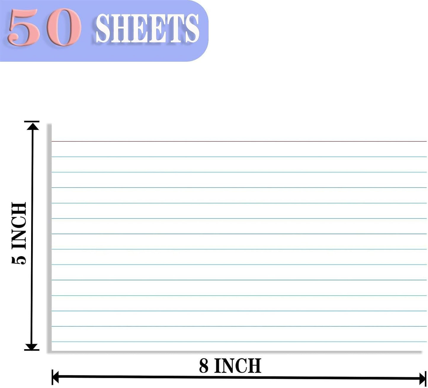 White Index Cards 5x7 Ruled, 50 Pcs File Note Cards, Lined Index Cards, Study Cards, Flashcards for Studying, Notecards for Studying, Note Taking and To Do List
