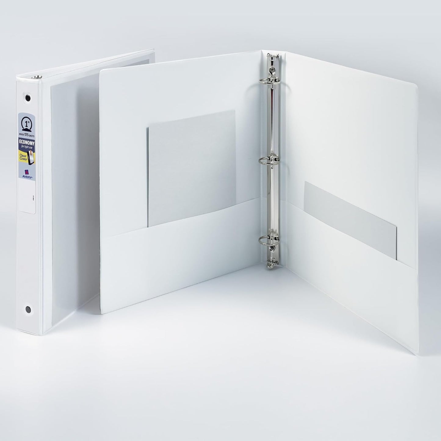 Avery Standard View 3 Ring Binder, 1" Round Rings, 175-Sheet Capacity, 1.4 Inch Wide Spine, 1 White Binder, Ideal for Lightweight Organization and Occasional Referencing (05760)