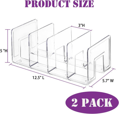 4 Pack Clear Acrylic File Organizer, Purse Organizer, File Sorter Desktop File Folder Organizer for Book, Envelopes, Mail, Document, Notebook, Office Supplies, Handbag