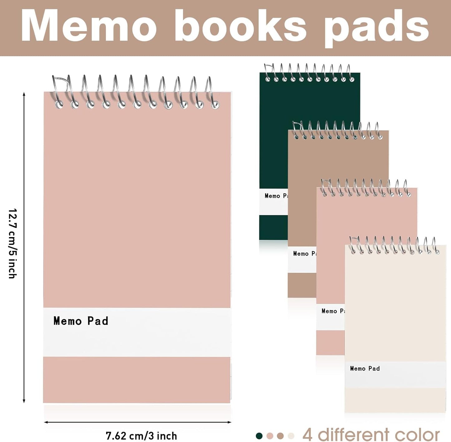 Thenshop 100 Pads Spiral Memo Pads Bulk 3 x 5 Inch Small Pocket Notepad Top Bound Lined 60 Sheets Mini Notebooks for School College Office Home Supplies (Fresh Colors)