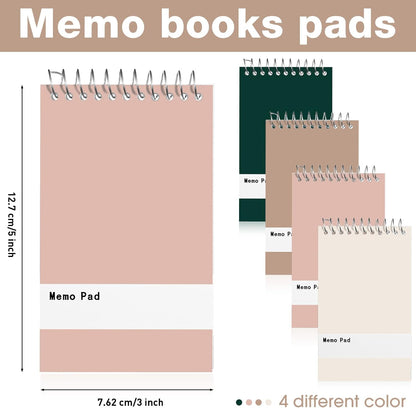 Thenshop 100 Pads Spiral Memo Pads Bulk 3 x 5 Inch Small Pocket Notepad Top Bound Lined 60 Sheets Mini Notebooks for School College Office Home Supplies (Fresh Colors)
