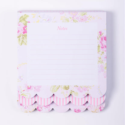 Laura Ashley 3-in-1 Scalloped Edge Layered Notepad – 6.5 x 7.5 Inch Writing Pad with 150 Lined Tear-Off Sheets, Elegant Heirloom Cottage Stationery, Glue-Bound with Sturdy Backboard