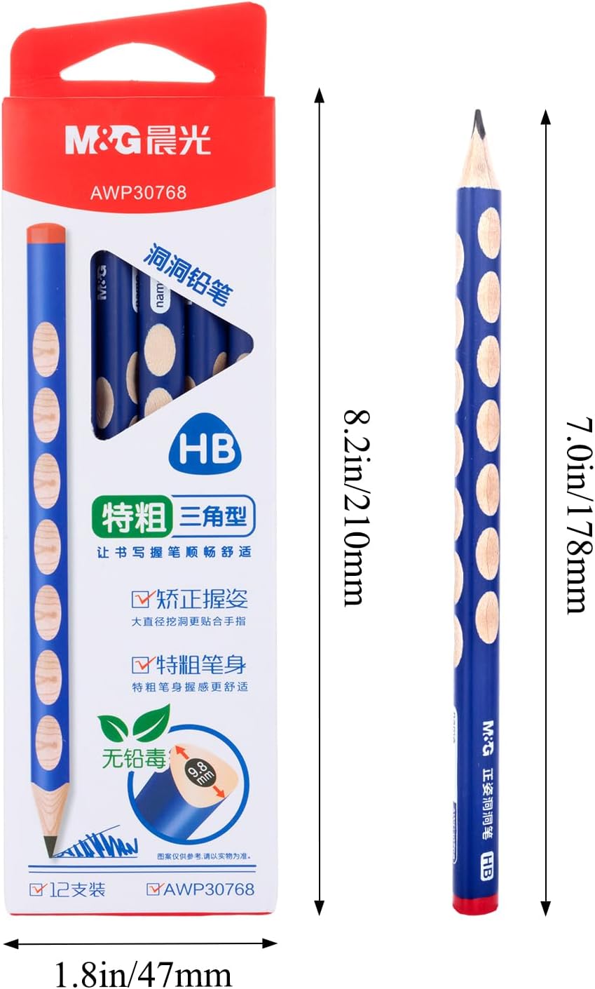 M&G 30pcs Triangular Pencils, 2B Pencils with Grip Correction, Wooden Graphite Pencils, Pre-Sharpened Break-Resistant, Suitable for Writing, Drawing, and Sketching