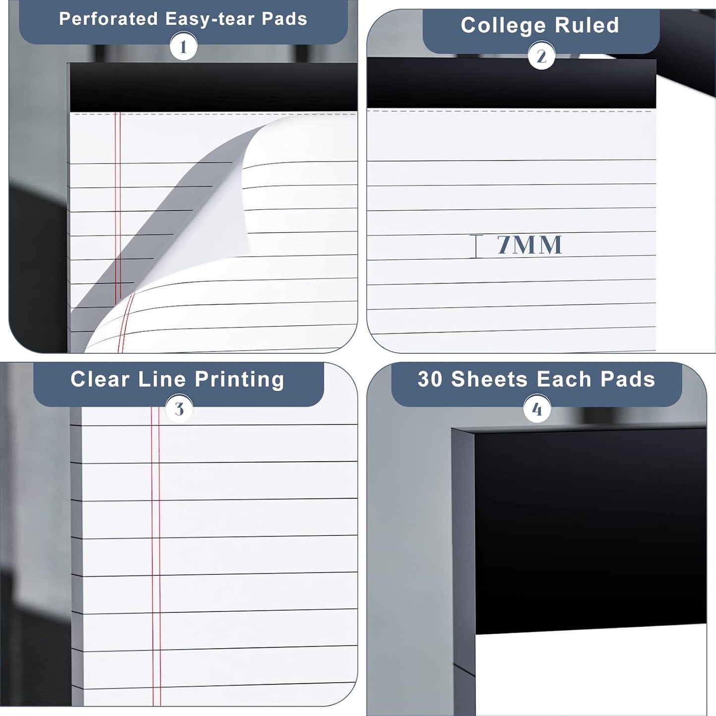 5 Pcs Note Pads 5 x 8 Inch Small Legal Pads 5 x 8 Colored Notepad 5 x 8 Micro Perforated Writing Pads Lined Paper College Ruled 30 Sheets Notebook for Study, To-Do Lists, School & Office Supplies