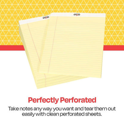 School Smart Legal Pad, 8-1/2 x 11-3/4 Inches, Canary, 50 Sheets, Pack of 12