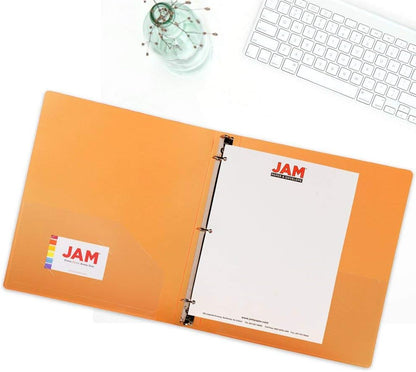 JAM PAPER Plastic 0.75 inch Binder - Clear 3 Ring Binder - Sold Individually