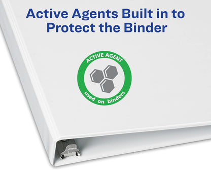 Avery TouchGuard Protection 3 Ring Binder, Customizable Cover, 1.5 Inch Slant Rings, 1 White Binder (17142)
