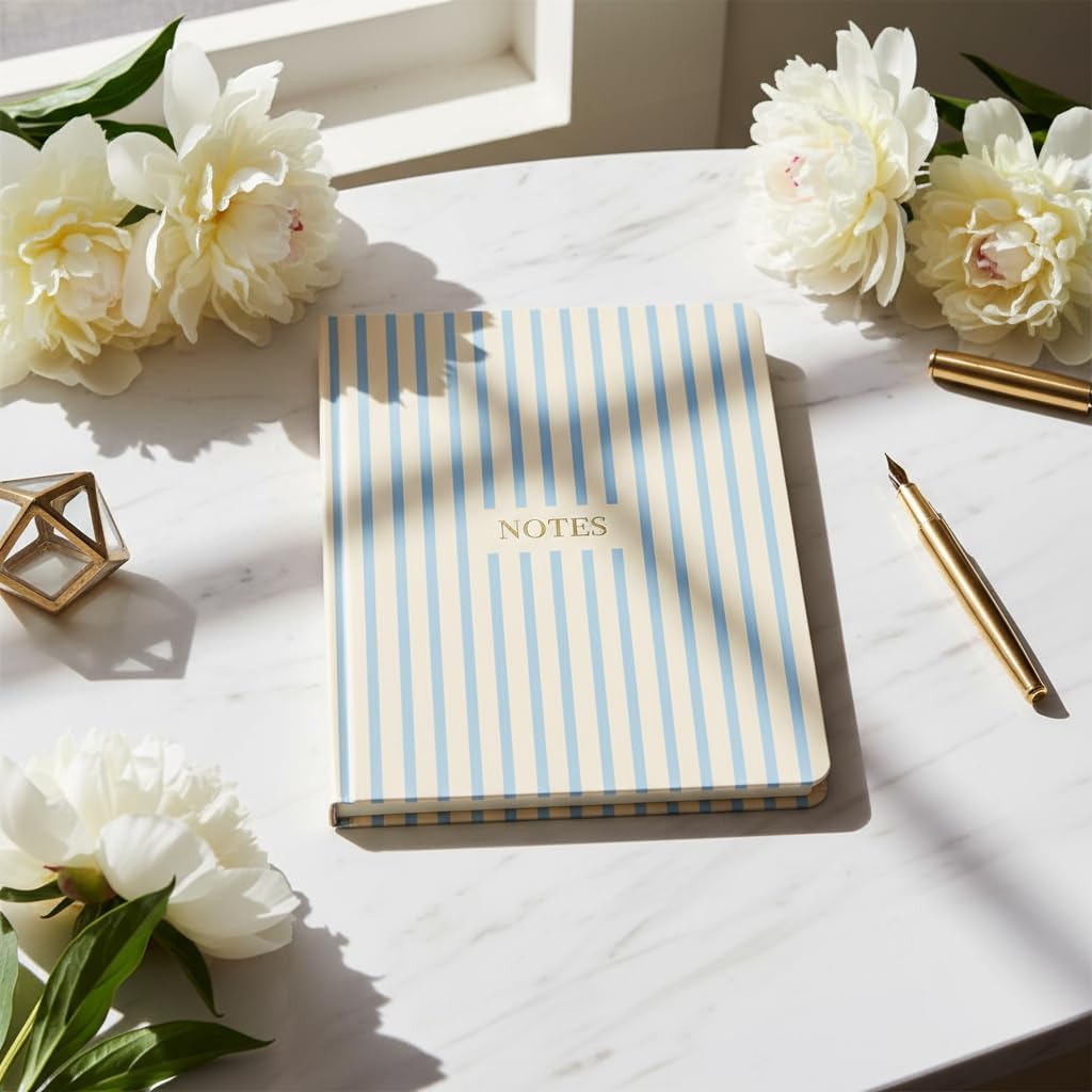 Pearhead Blue Matchbook Hardcover Journal, 6x8 College-Ruled Lined Notebook, 200 Pages, Trendy Writing Journal for Work, School & Everyday Notes
