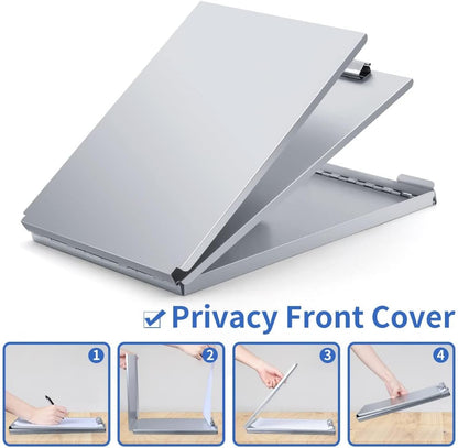 Sunnyclip Aluminum Clipboard with Storage(Memo Size), Recycled Metal Form Holder Binder Fits Paper Size up to 5.66 x 9.5 inches, A5 Size