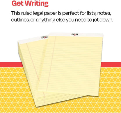 School Smart Legal Pad, 8-1/2 x 11-3/4 Inches, Canary, 50 Sheets, Pack of 12