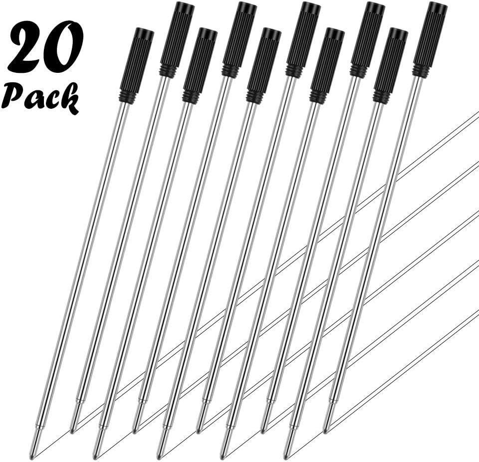 Unibene Cross Compatible Ballpoint Pen Refills 20 Pack, 1.0mm Medium Point-Black, Smooth Writing Replaceable German Ink Refill