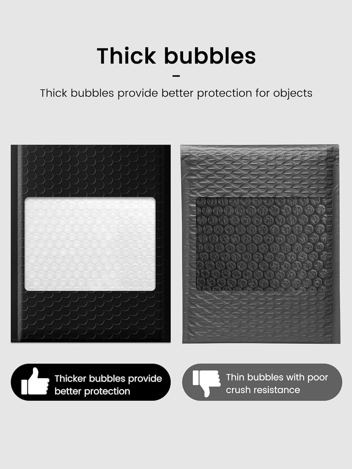 GSSUSA Black Bubble Mailers 4x8 Inches 50 Pack, Usable Size 4X7" Bubble Envelopes for Small Business, Padded Envelope, Shipping Mailers, Packaging Bags, Mailing Envelopes, Shipping Supplies
