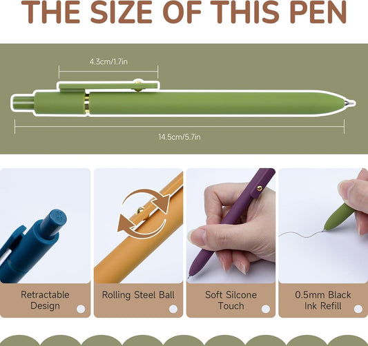 UIXJODO Colorful Pens, 6 Pcs Colored Pens Fine Point Smooth Writing Pen, 0.5mm Colored Ink Gel Pen for Journaling Note Taking Writing, Office School Supplies Gifts for Women (6 Pcs Gold Vintage)