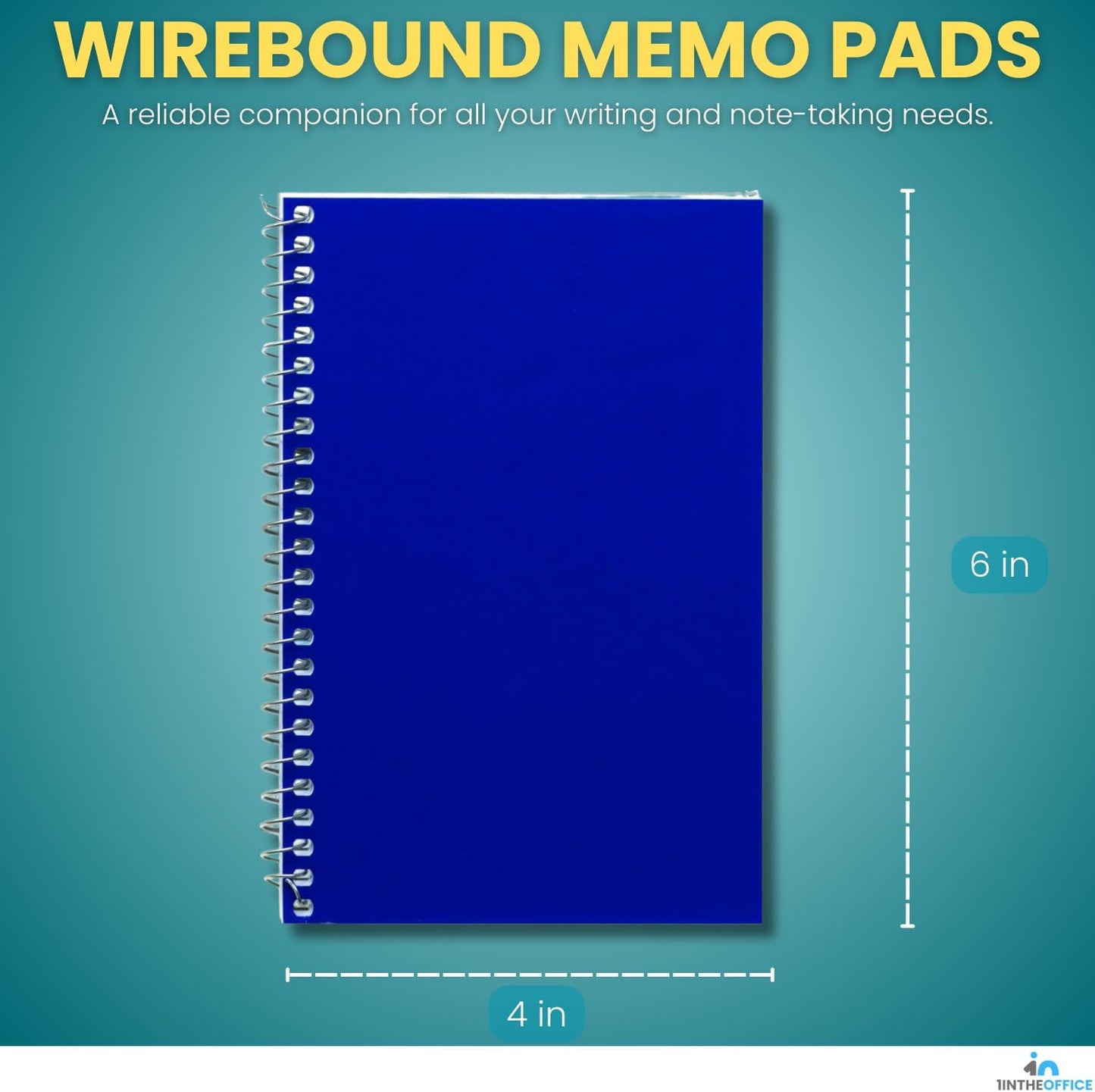 1InTheOffice Small Spiral Notebook 4x6, Spiral Memo Pads, College Ruled, Small Notepads 4X6 inches, Assorted Colors, 50Sheets/Pad, 15 Pack