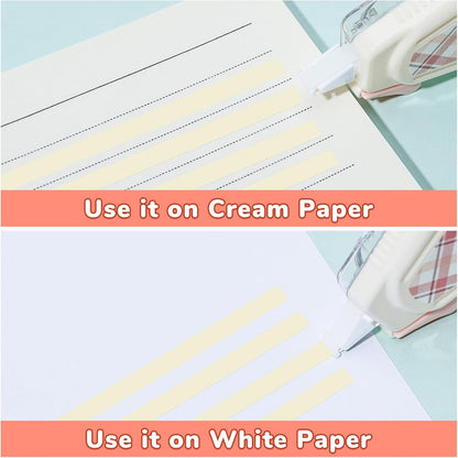 Temiary 5 Pcs Aesthetic Beige Correction Tape, Smooth Glide Quick Dry Tapes for Instant Corrections, Easy to Use White Tape Out Applicator Set for Office Note Taking, Journaling (Plaid Patterns)