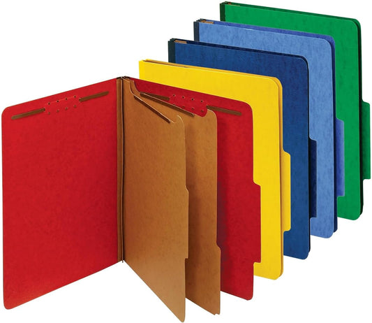 Pendaflex Classification Folders, Standard, 2 Dividers, Embedded Fasteners, 2/5 Cut Tab, Assorted, Letter Size, 10/BX (24025)