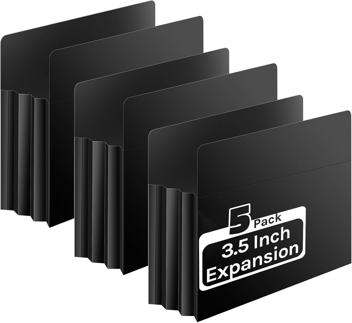 Ansook Poly 3.5”Expandable File Pockets,6 Pack Extra Capacity File Pockets Folders,Letter Size File Pockets,Heavy Duty File Pocket with Straight-Cut Tab,Holds 8.5" x 11" documents & Manila Folder