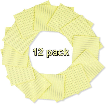 (12 Pack) Lined Sticky Notes 4x6 in,Yellow Large Notepads with Lines,Ruled Stickies Super Sticking Power,Office School Memo Note Pads,Post on Windows Doors,Recyclable,Easy to Write on,Hold Well