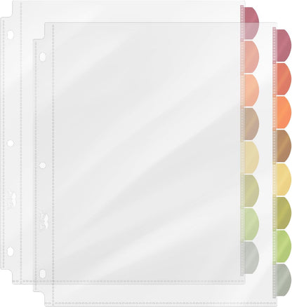 Mr. Pen- Clear Sheet Protectors with Tabs, 8.5x11 Inches, 8 Tabs, 2 Sets, Durable Clear Plastic Dividers for 3 Ring Binders, Insertable Index Page Divider with Multicolor Tabs