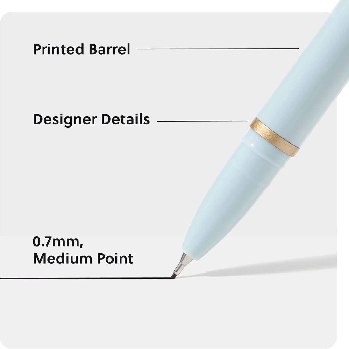 U Brands Catalina Felt Tip Pens, Set of 6 Black Ink Pens, Soft Touch Jewel Tones, Gold Details, Medium (0.7 mm) Point