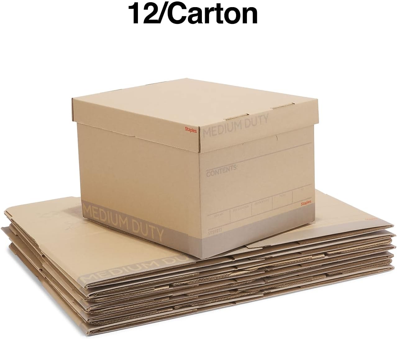 STAPLES Corrugated File Box Lift Off Lid, Letter/Legal Size, White/Black, 10/Pack