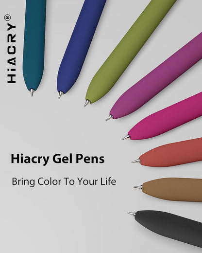 Hiacry 8 Pcs Gel Pens - 0.7mm Fine Point Smooth Writing Black Ink, Quick-Dry Long Lasting Fidge Pens, School & Office Supplies for Men Women