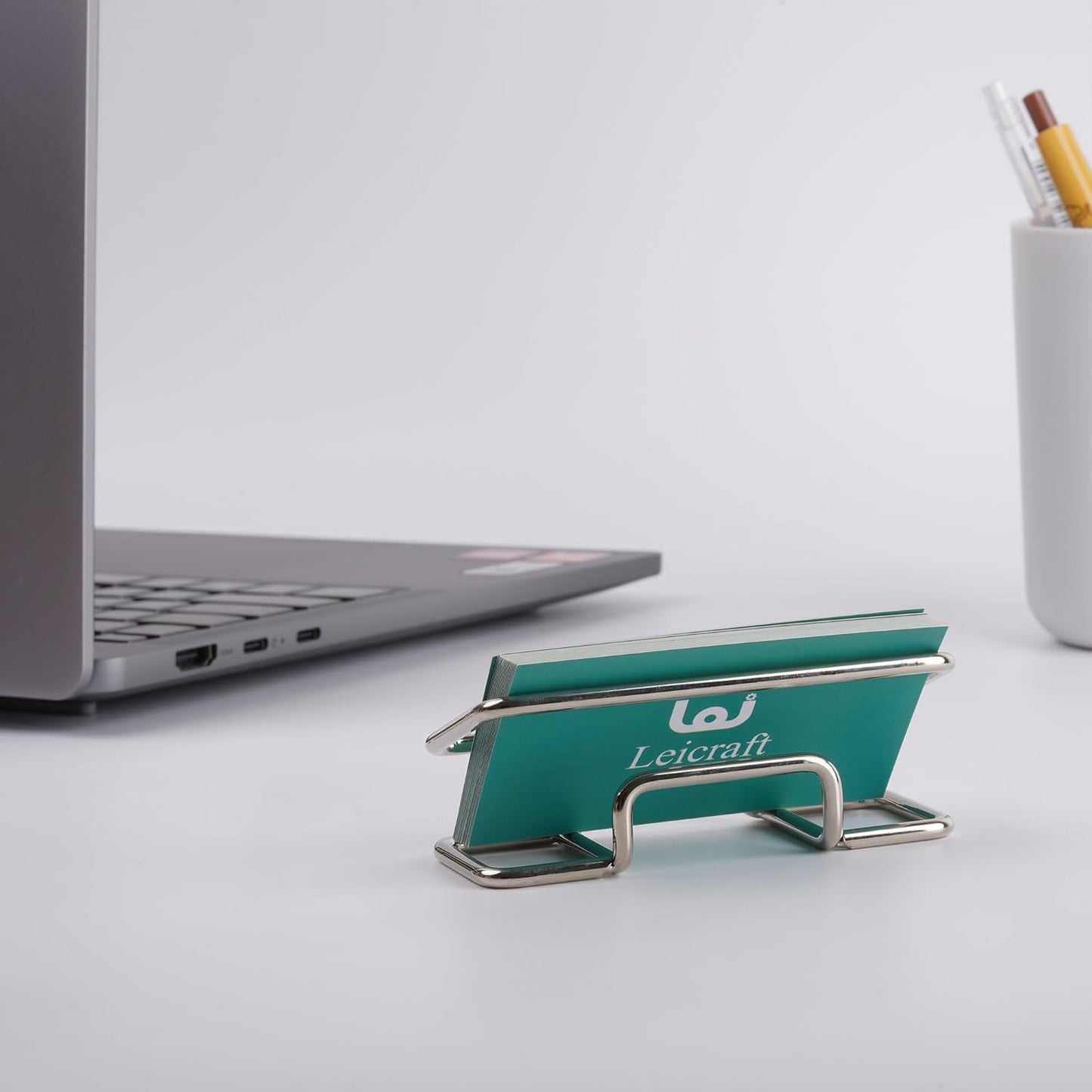 Business Card Holder for Desk, Cute Metal Card Organizers and Office Desk Accessories for Men and Women (Golden)