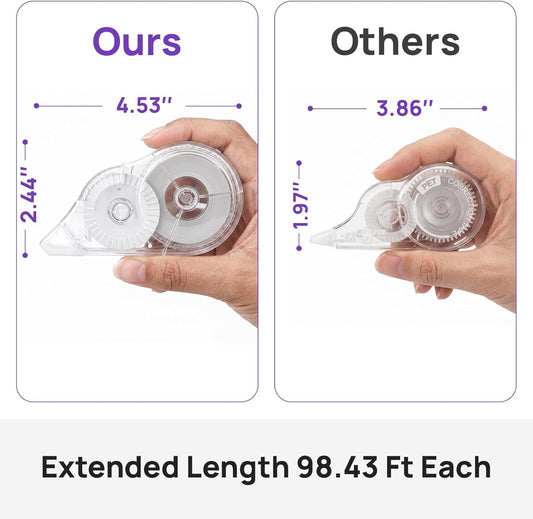 6 Pcs Correction Tape, 98.43 Ft Long-Lasting White Wrong Out Tear-Resistant Bulk, Instant Corrections Easy To Use Applicator for School, Office, Note Taking, Journal