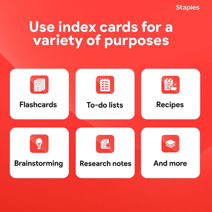 Staples Index Cards, 5" x 8", Blank, White, Acid‑Free, 500 Pack – Unruled Cards for Notes, Recipes & Presentations