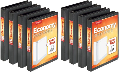 Cardinal Economy 3 Ring Binder, 1 Inch, Presentation View, Black, Holds 225 Sheets, Nonstick, PVC Free, 4 Pack of Binders (79512)