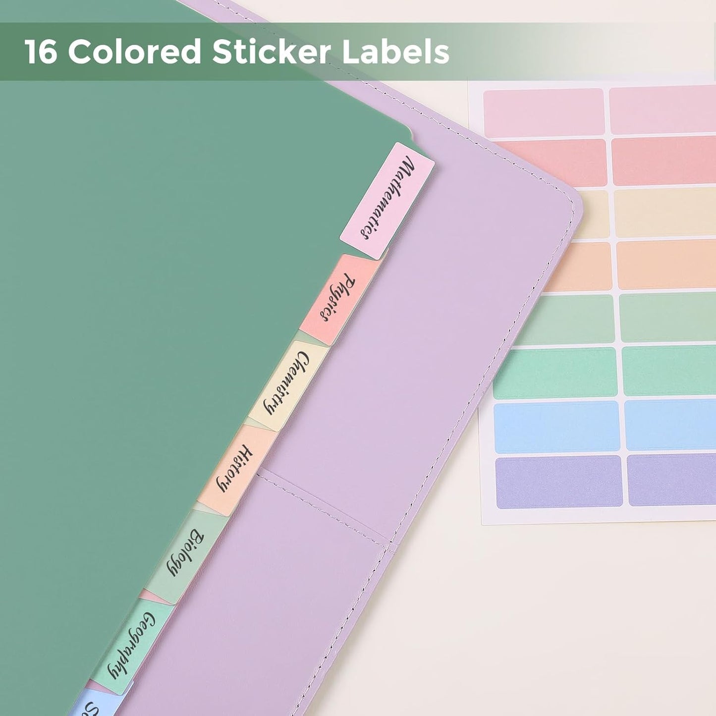 SKYDUE 8 Tab Durable Plastic Dividers, Big Tab Dividers for 3 Ring Binder, Letter Size,Write & Erase Binder Dividers with Tabs, with Sticker Labels, 1 Set, Aesthetic Pastels Binder Dividers