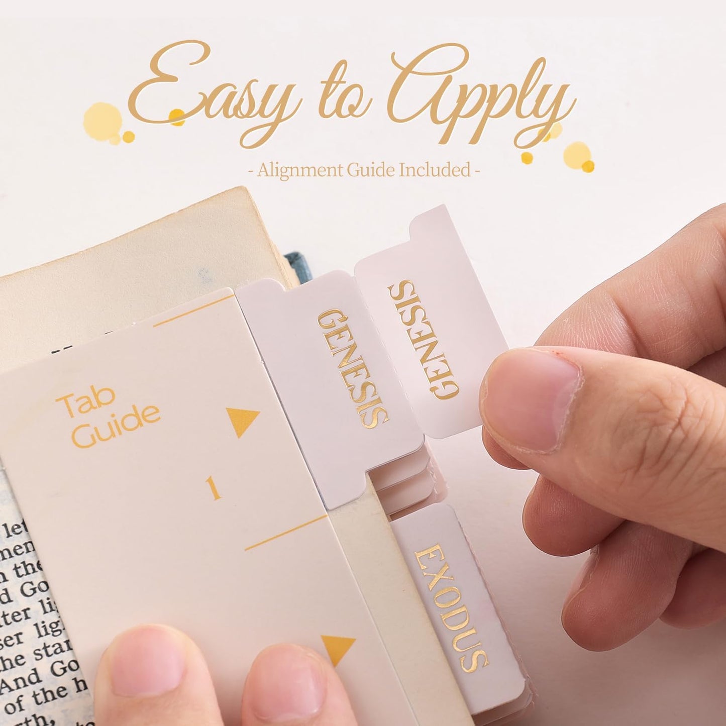 Laminated Bible Tabs, Gold Foil Embossed Lettering Bible Chapter Index Tabs for Women Men, Reposition Large Print Sticky Labels, Easy to Read and Apply, 105Chapters Labels for Easy Navigation (Black)