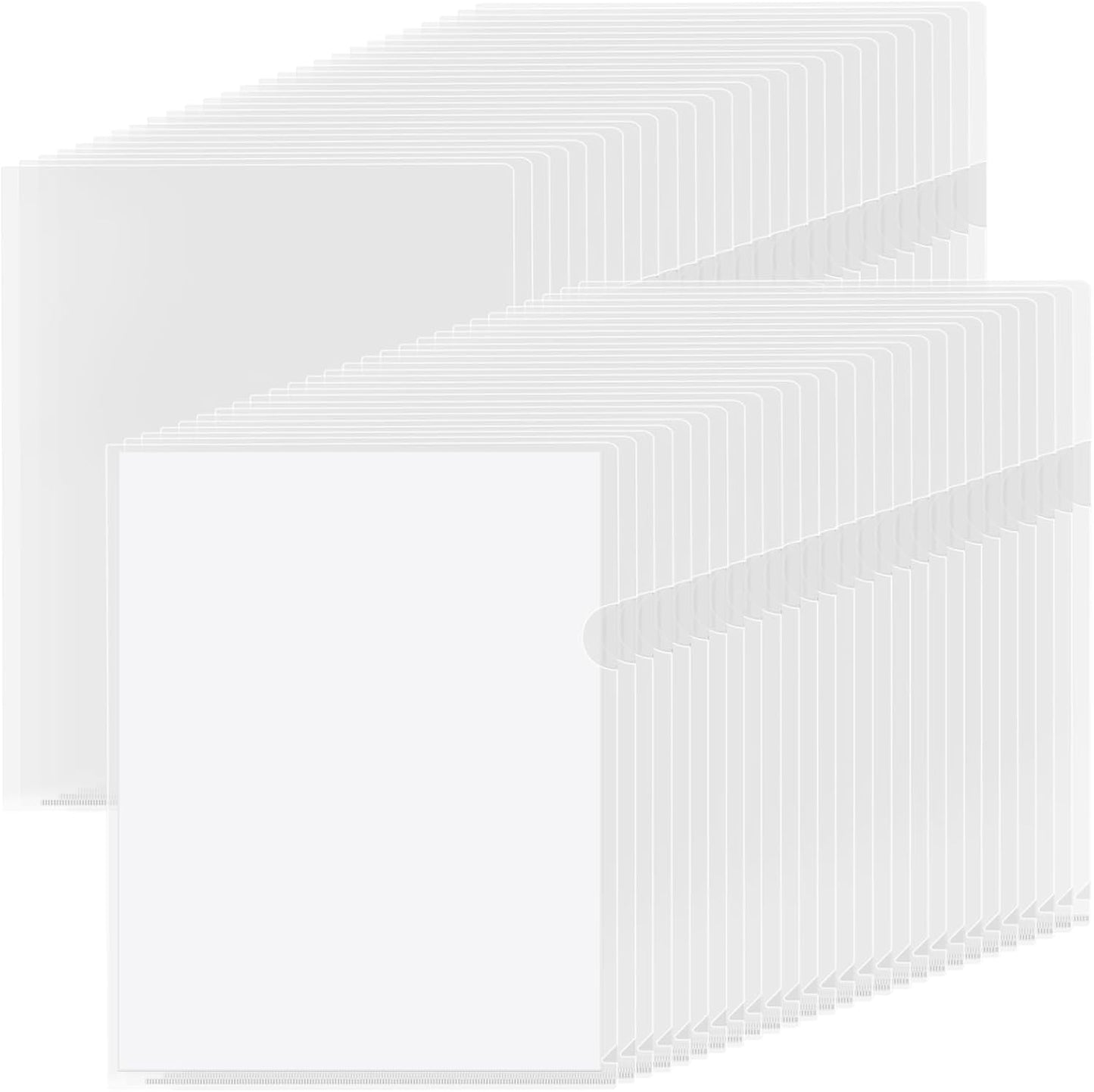 KTRIO Clear Folders Sleeves Plastic Documents Project Pockets 12 Pack, Fits Letter Size 8.5x11 Paper, L-Shaped File Jackets, Acid-Free Poly Plastic, Transparent