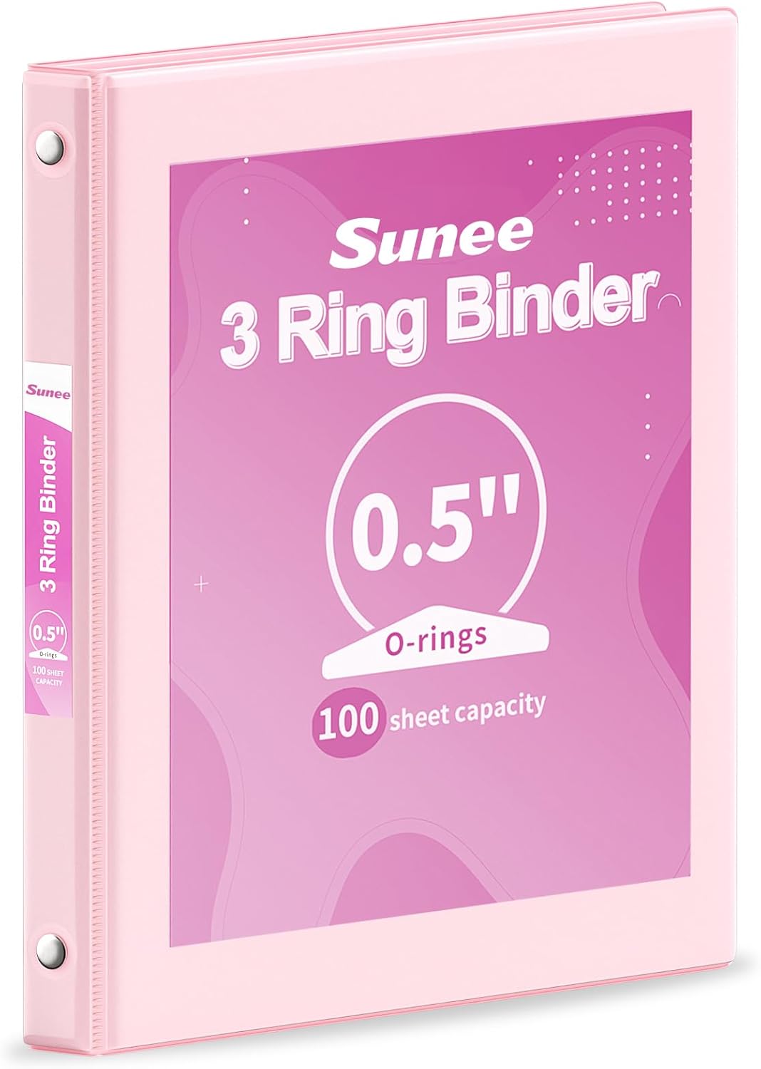 SUNEE 3 Ring Binder 3 Inch 1 Pack, Clear View Binder Three Ring PVC-Free (Fit 8.5x11 Inches) for School or Office Supplies, Pink