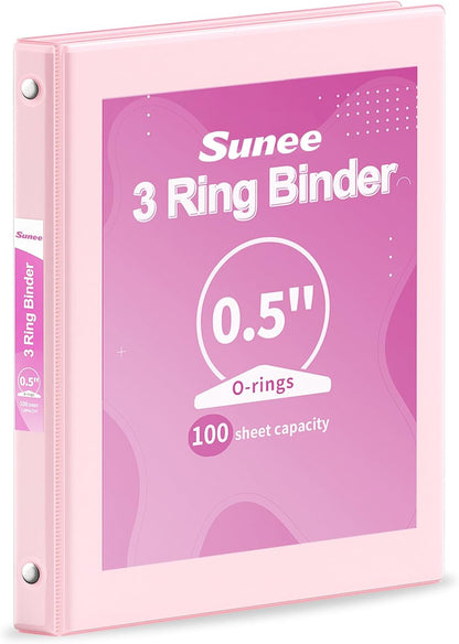 SUNEE 3 Ring Binder 3 Inch 1 Pack, Clear View Binder Three Ring PVC-Free (Fit 8.5x11 Inches) for School or Office Supplies, Pink
