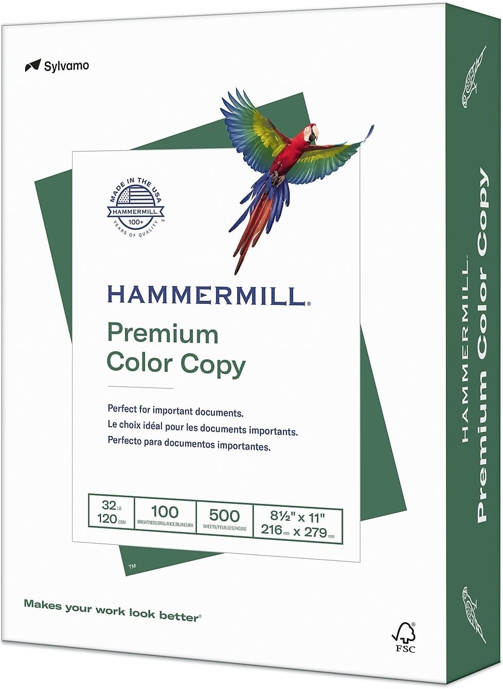 Hammermill Printer Paper, Premium Color 32 Lb Copy Paper, 8.5 x 11-1 Ream (500 Sheets) - 100 Bright, Made in the USA, 102630R