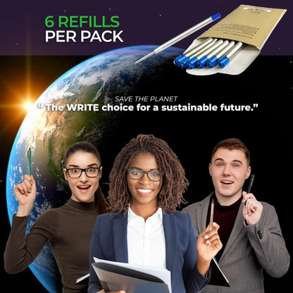 MESMOS 6 Pack 3.9 inch (9.8cm) Pen Refills Ballpoint, Compatible with Ballpoint Parker Pen, (Black Ink)