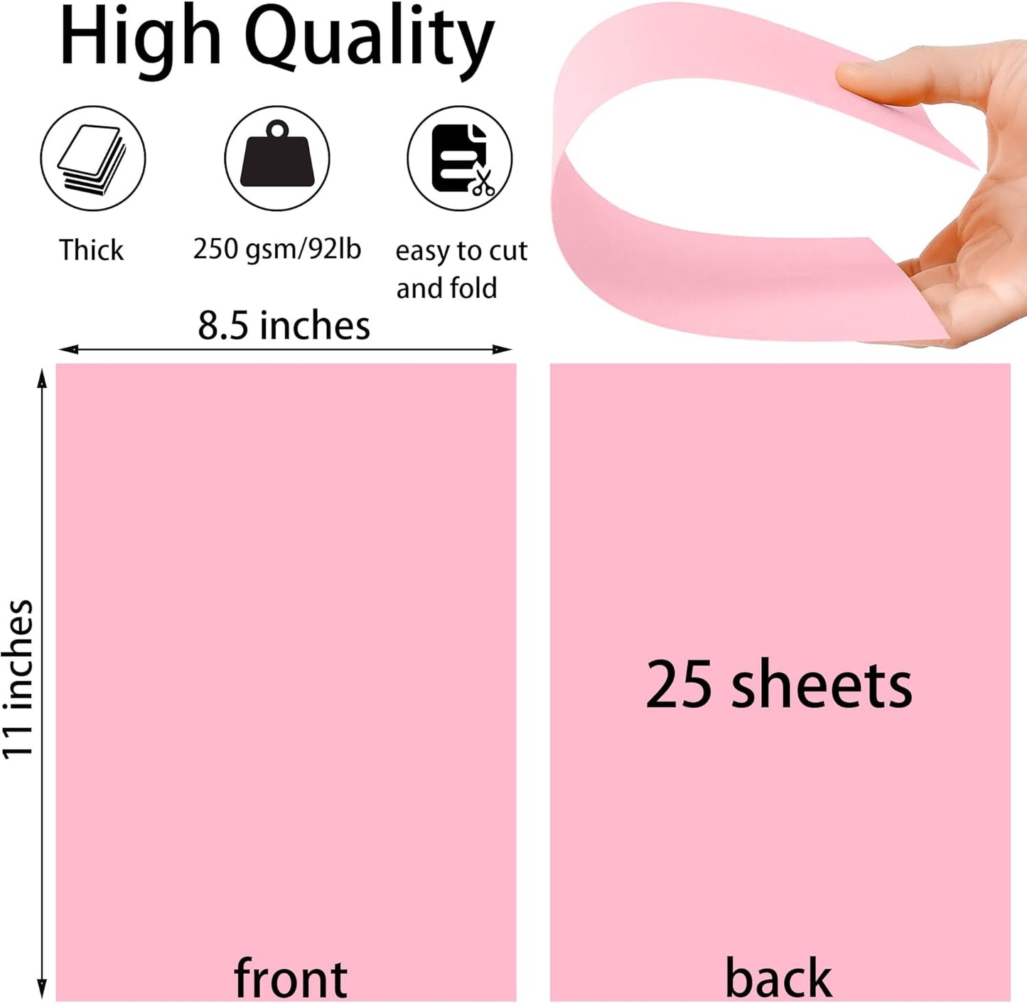 25 Sheets Black Cardstock Paper 8.5'' x 11'', 250gsm/92lb Thick Paper for Scrapbook, Invitations, Printing and DIY Cards