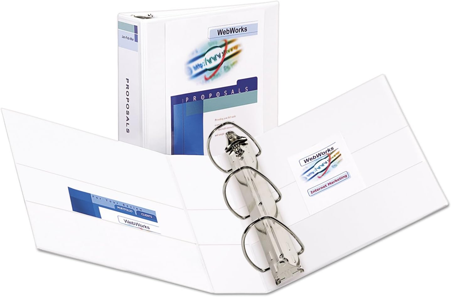 Avery Durable Clear View 3 Ring Binders, 2 Inch EZD Rings, 1 White Binder (09501)