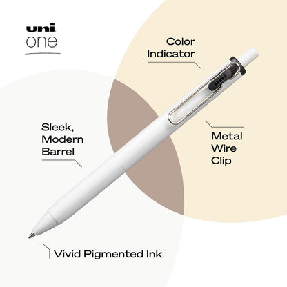 Uni-Ball One Black Retractable Gel Pens 4 Pack with Medium Points, Uni-Ball Click Pens are Fraud Proof and the Best Office, School, and Bible Pens