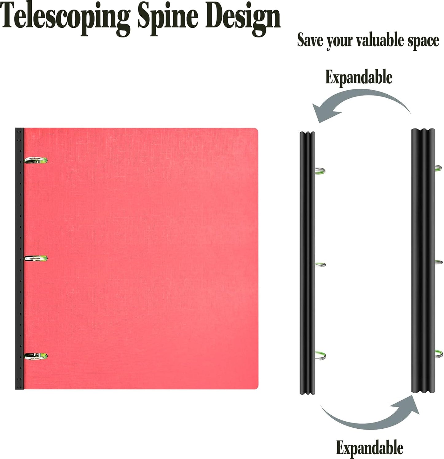 INFUN Telescoping 3 Ring Binder - 4PCS, Portable Plastic 3 Ring Binder with Telescoping Spine, Binders with Foldable Front Cover Holds 8.5"x11" Paper for School, Office, Homes